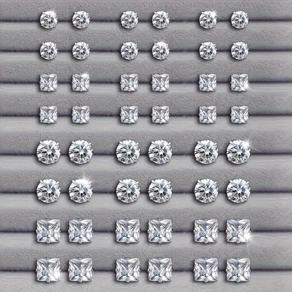 Geometric Rhinestone Earrings Set