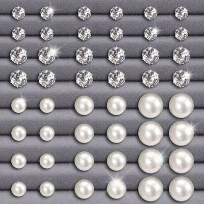Geometric Rhinestone Earrings Set