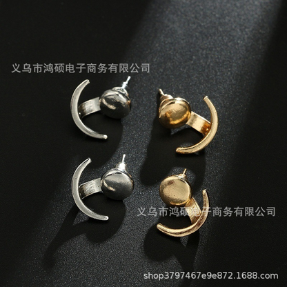Geometric round earrings, fashionable and cute crescent-shaped earrings for girls