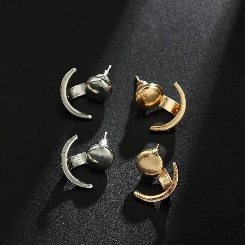Geometric round earrings, fashionable and cute crescent-shaped earrings for girls