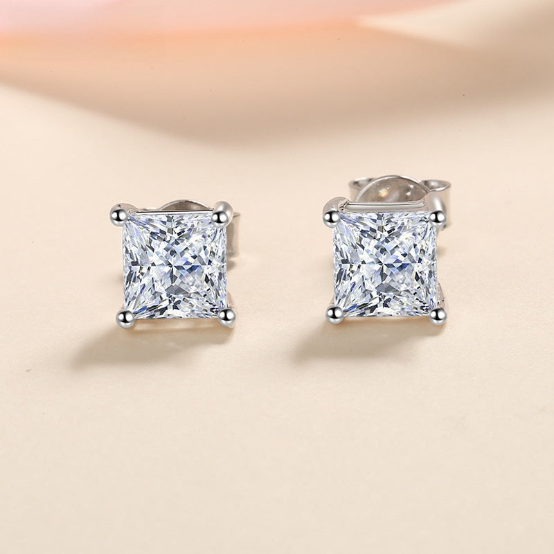 Geometric S925 Silver Moissanite Earrings