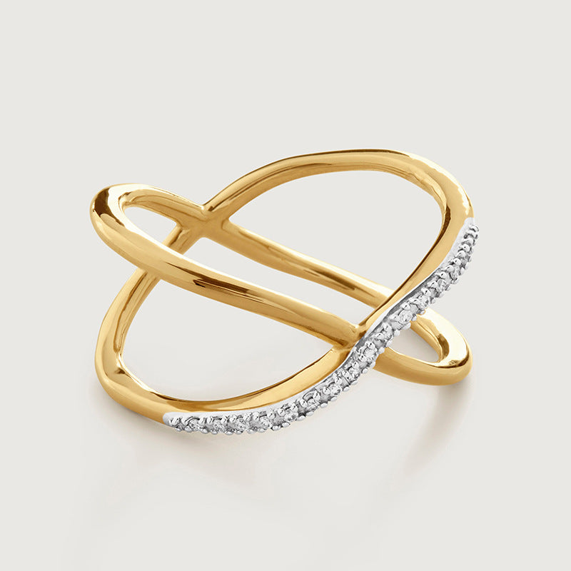 Geometric S925 Sterling Silver Double Ring Cross Design