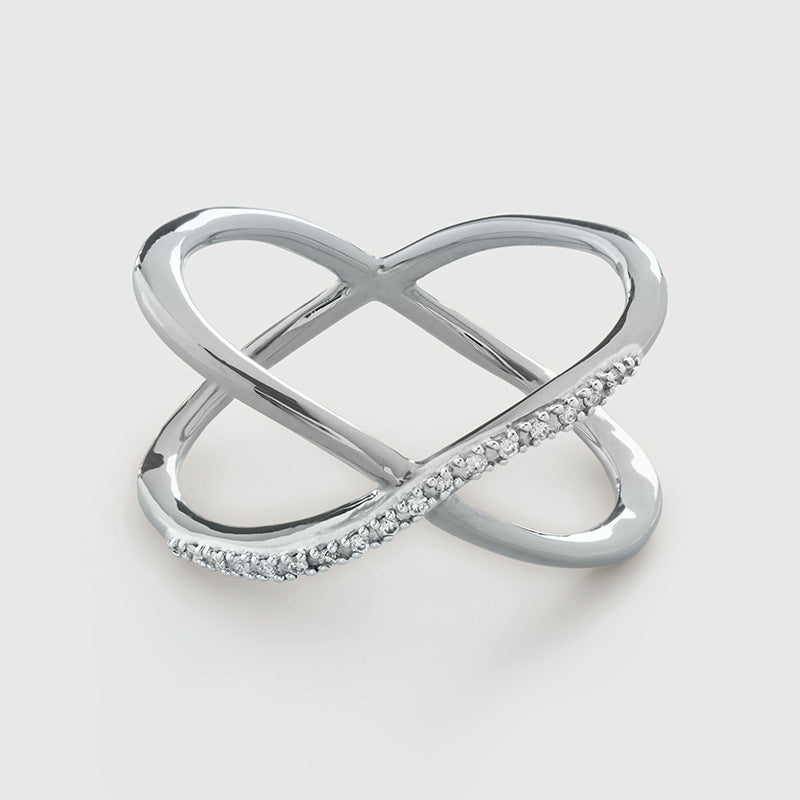 Geometric S925 Sterling Silver Double Ring Cross Design