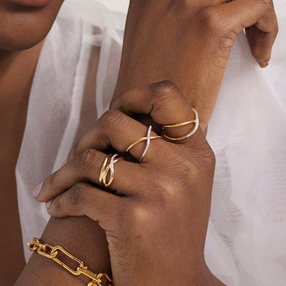 Geometric S925 Sterling Silver Double Ring Cross Design
