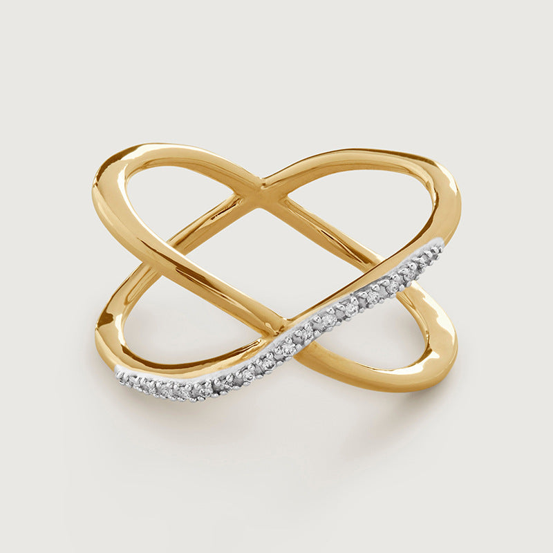 Geometric S925 Sterling Silver Double Ring Cross Design