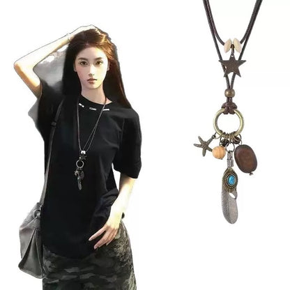Geometric Silver Leaf Necklace