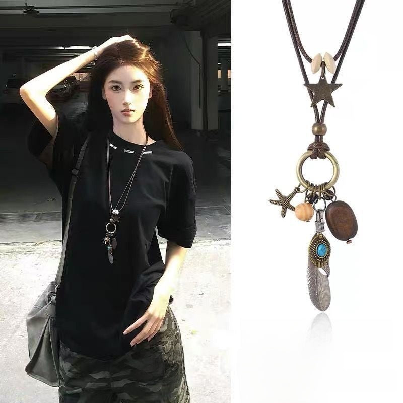 Geometric Silver Leaf Necklace