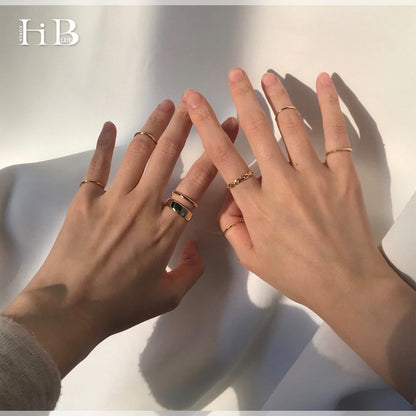 Geometric Silver Ring Set