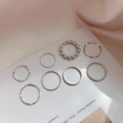 Geometric Silver Ring Set