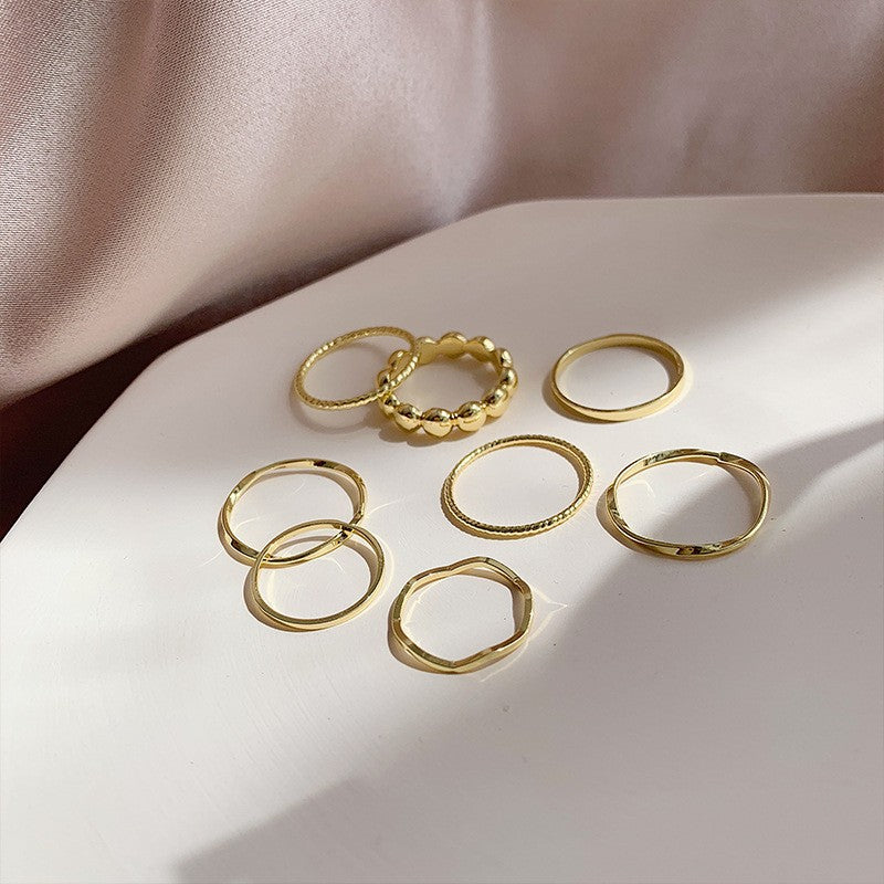 Geometric Silver Ring Set