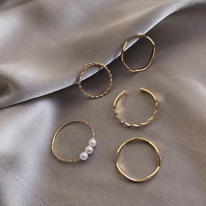 Geometric Silver Ring Set