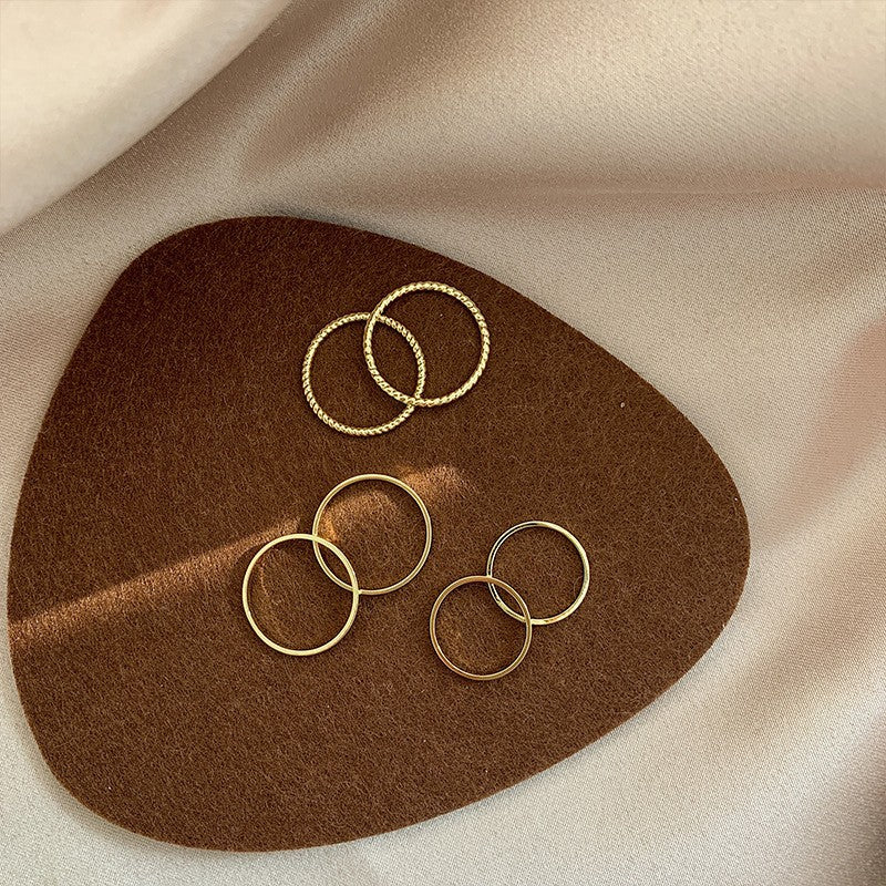 Geometric Silver Ring Set