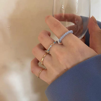 Geometric Silver Ring Set