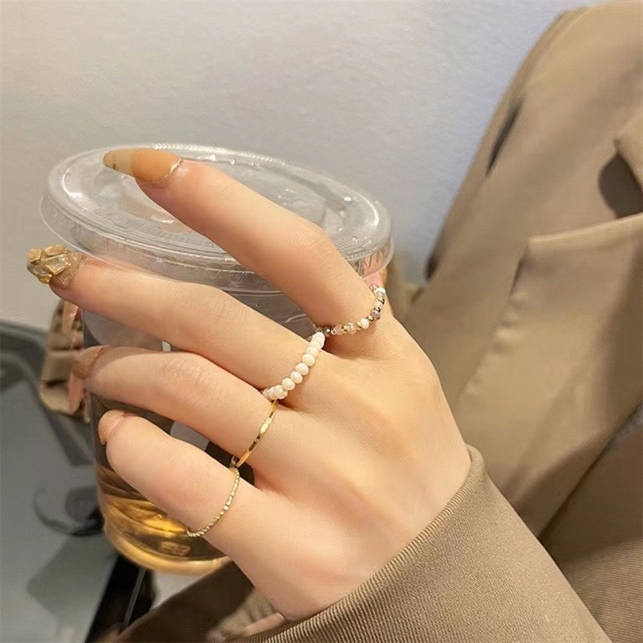 Geometric Silver Ring Set
