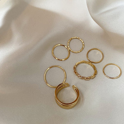 Geometric Silver Ring Set