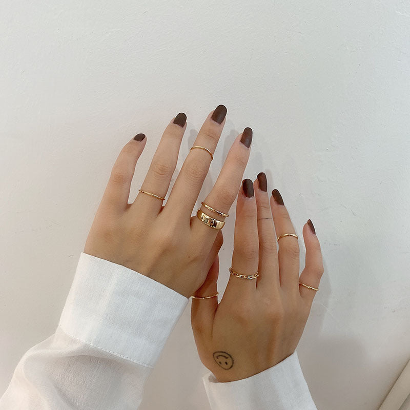 Geometric Silver Ring Set