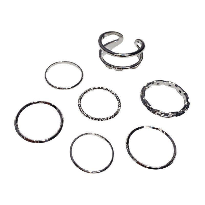 Geometric Silver Ring Set