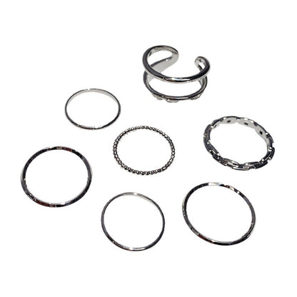 Geometric Silver Ring Set
