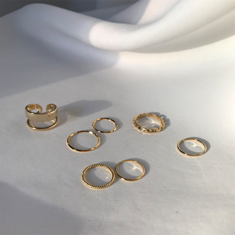 Geometric Silver Ring Set