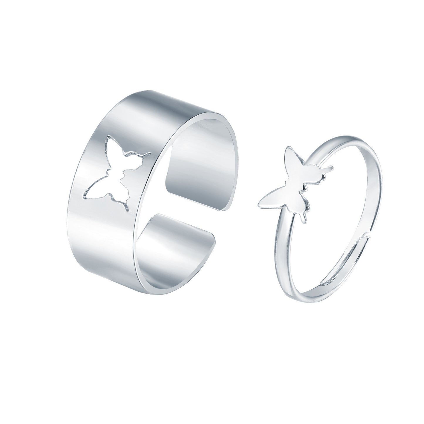 Geometric Silver Ring Set