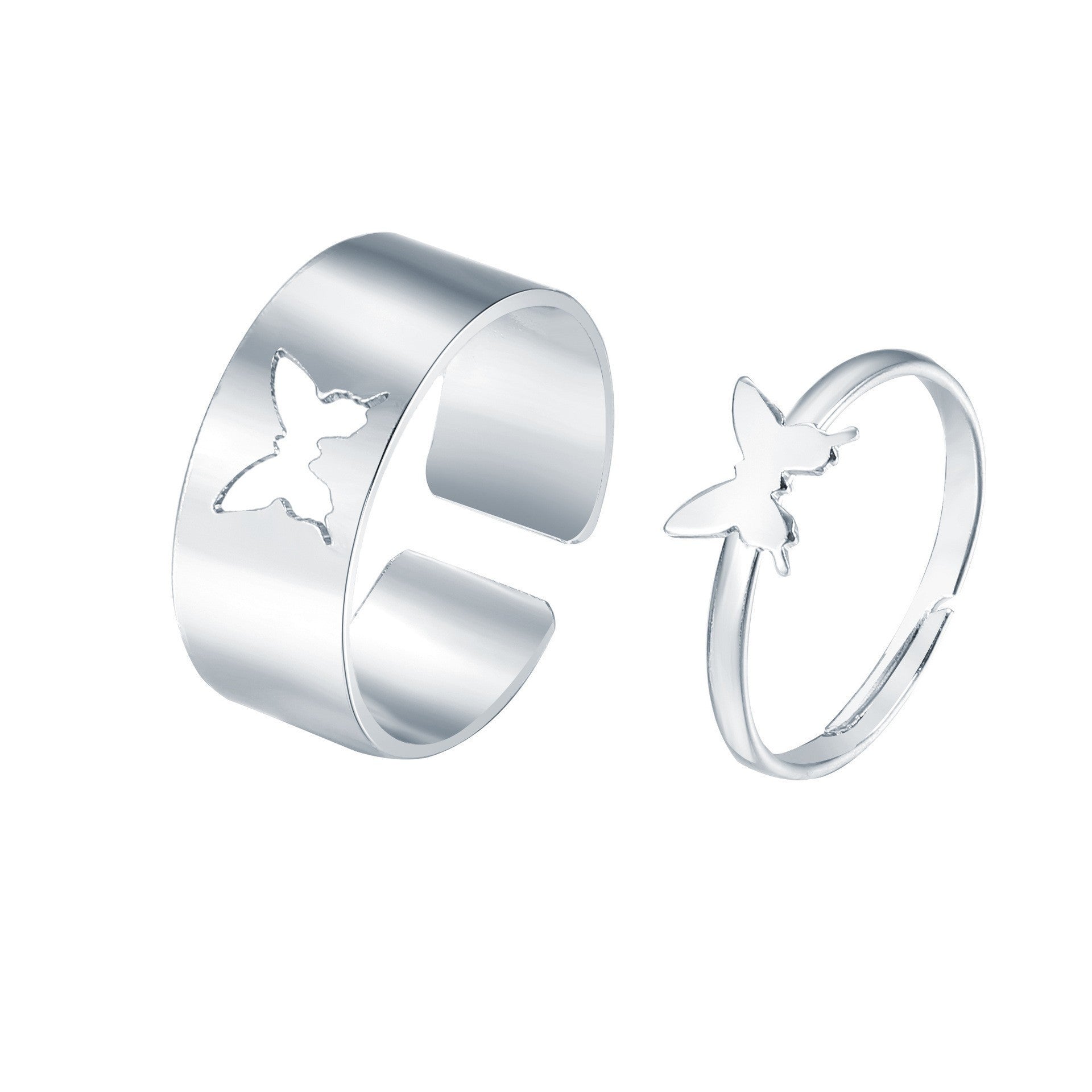 Geometric Silver Ring Set