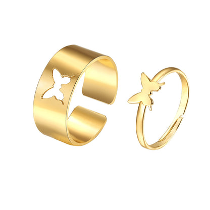 Geometric Silver Ring Set