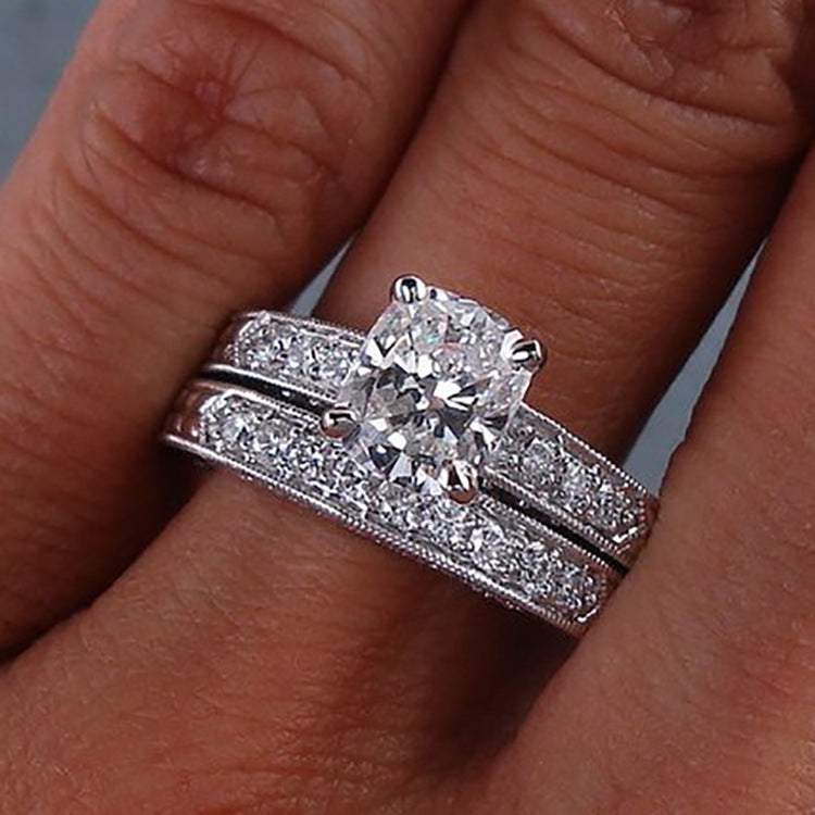Geometric Silver Zircon Ring for Women