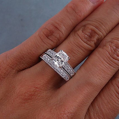 Geometric Silver Zircon Ring for Women