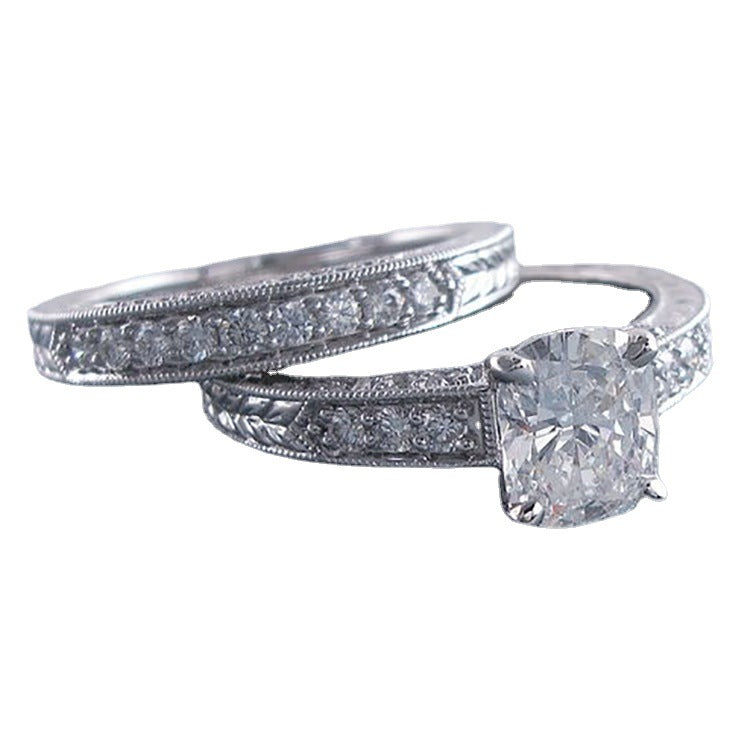 Geometric Silver Zircon Ring for Women