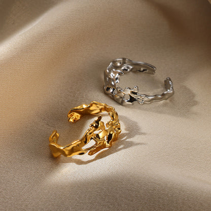 Geometric Snake Open Adjustable Ring