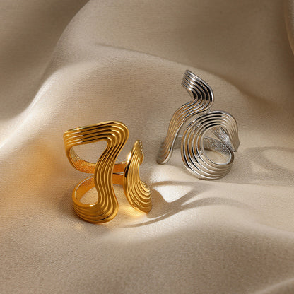 Geometric Snake Open Adjustable Ring