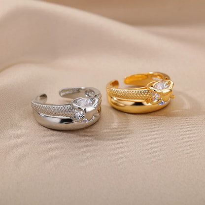 Geometric Snake Open Adjustable Ring
