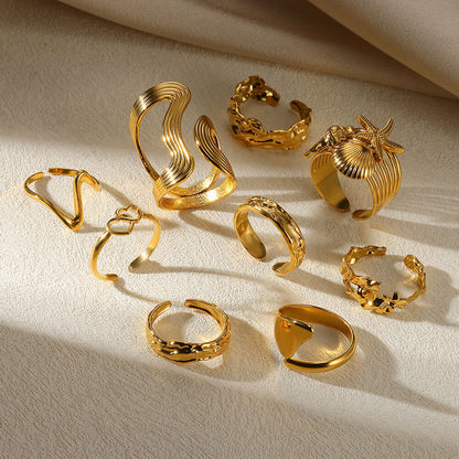 Geometric Snake Open Adjustable Ring