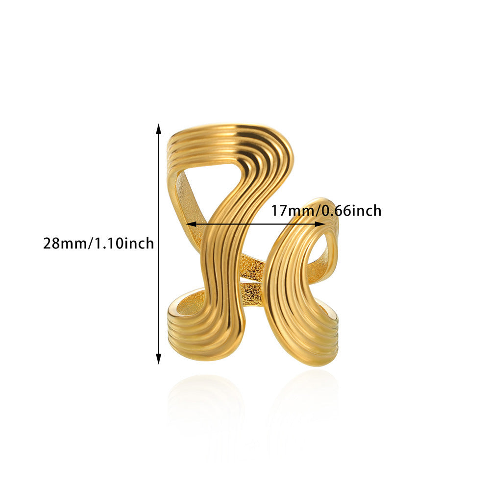 Geometric Snake Open Adjustable Ring