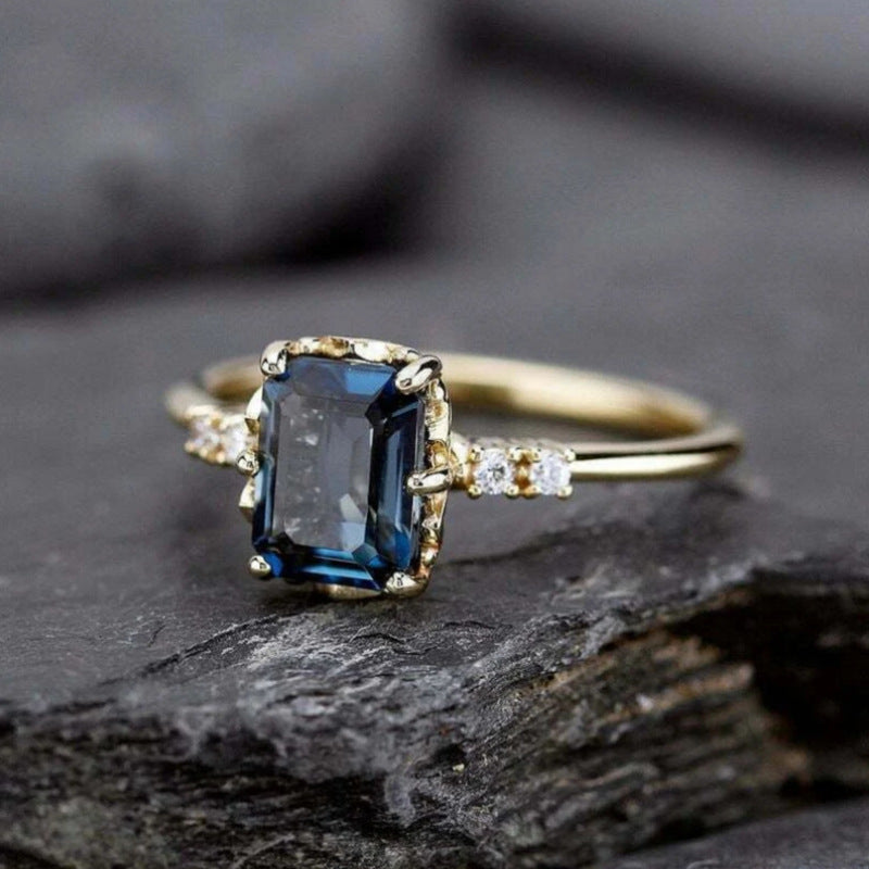 Geometric Square Crystal Zircon Ring