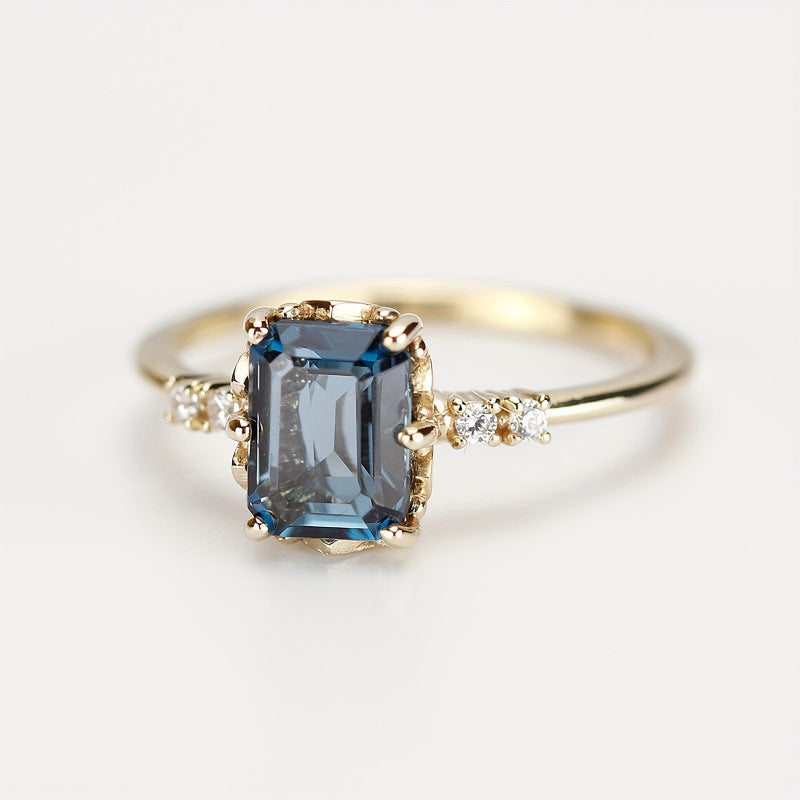 Geometric Square Crystal Zircon Ring