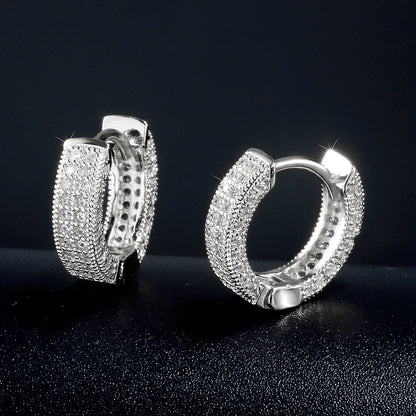 Geometric Square Hoop Zircon Earrings