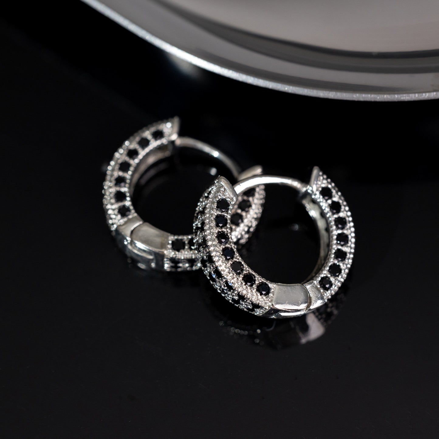 Geometric Square Hoop Zircon Earrings
