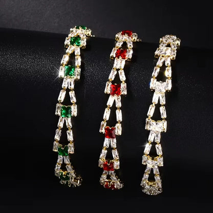 Geometric Square Two-Row Zircon Tennis Bracelet