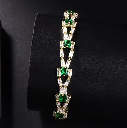Geometric Square Two-Row Zircon Tennis Bracelet