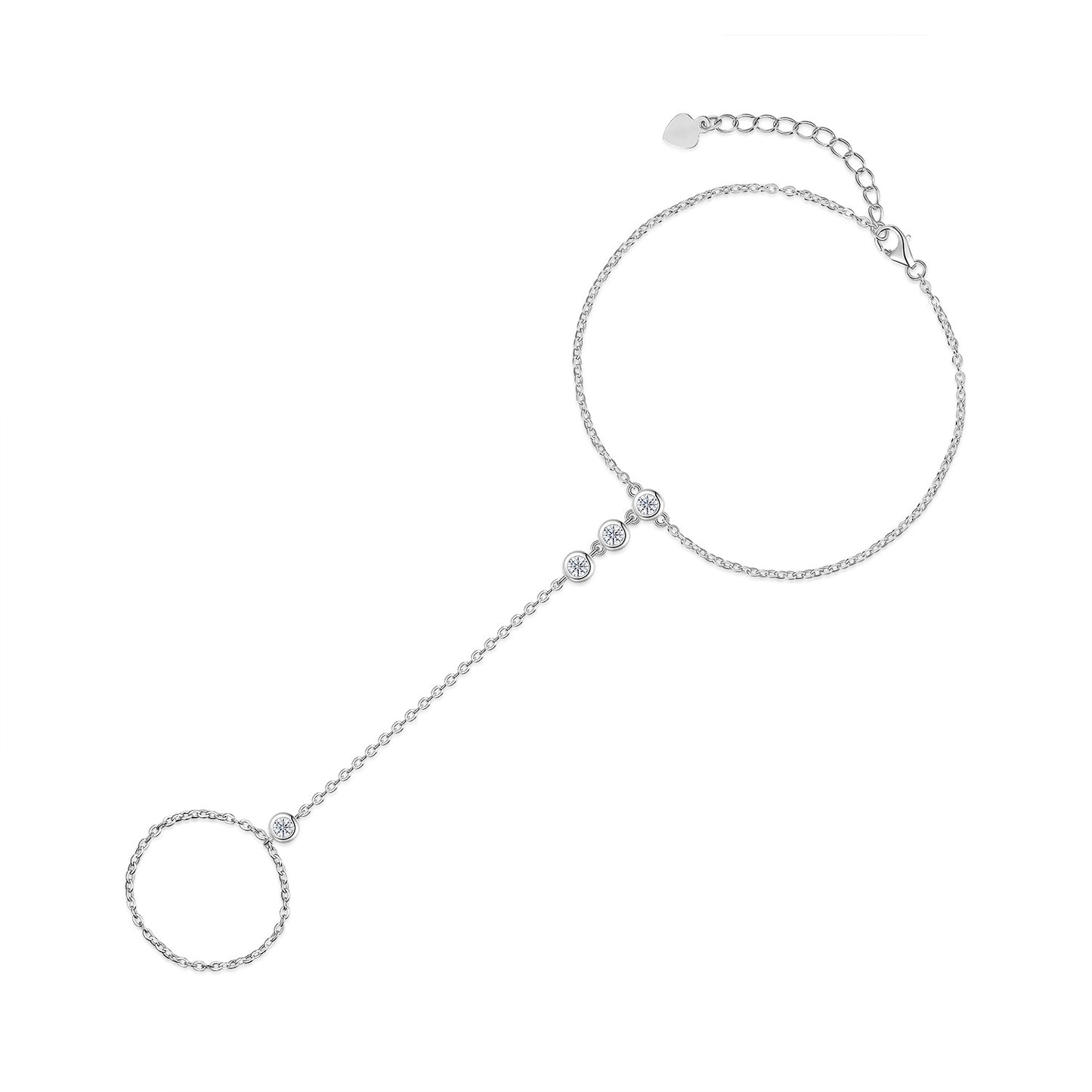 Geometric Stackable Moissanite Silver Bracelet
