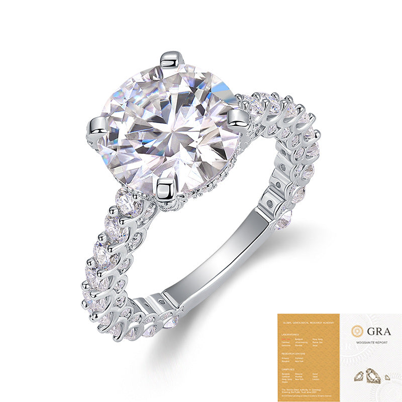 Geometric Stackable Moissanite Silver Ring