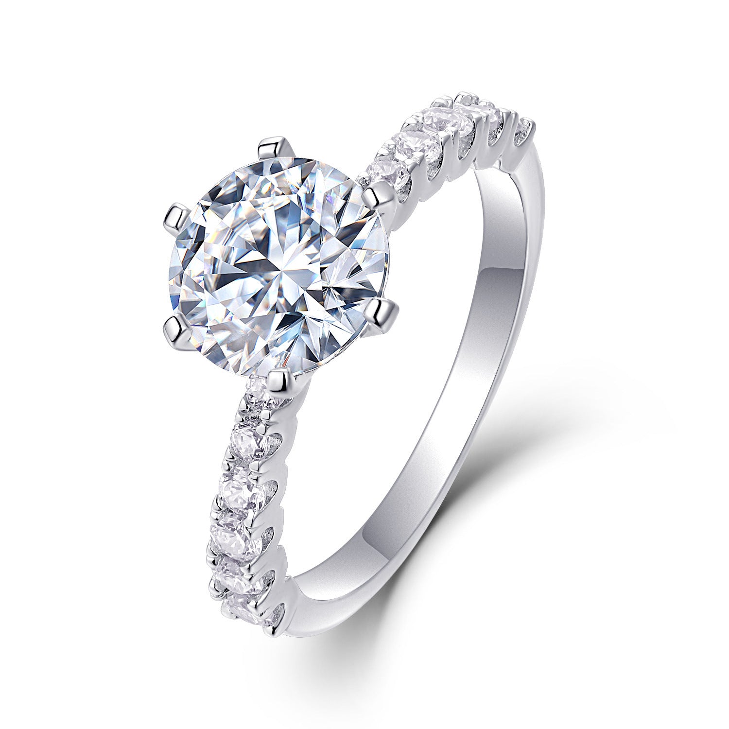 Geometric Stackable Moissanite Silver Ring