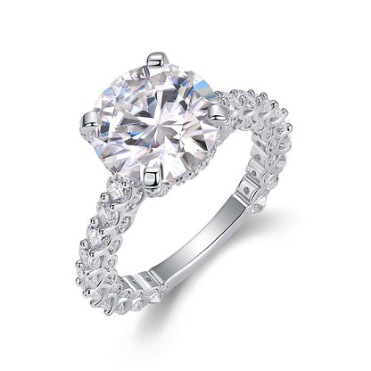 Geometric Stackable Moissanite Silver Ring