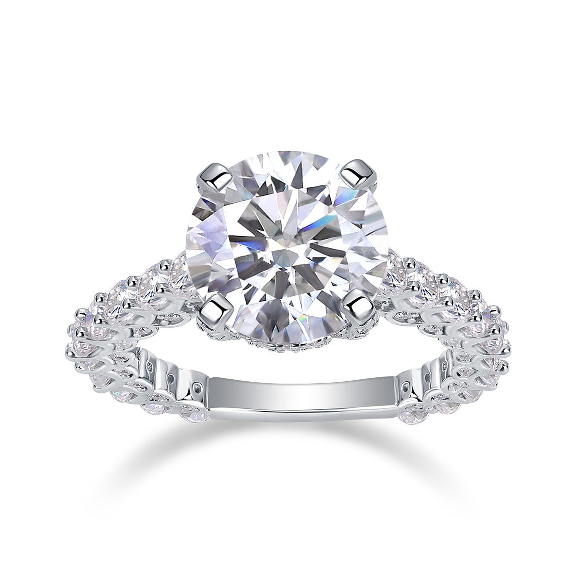 Geometric Stackable Moissanite Silver Ring