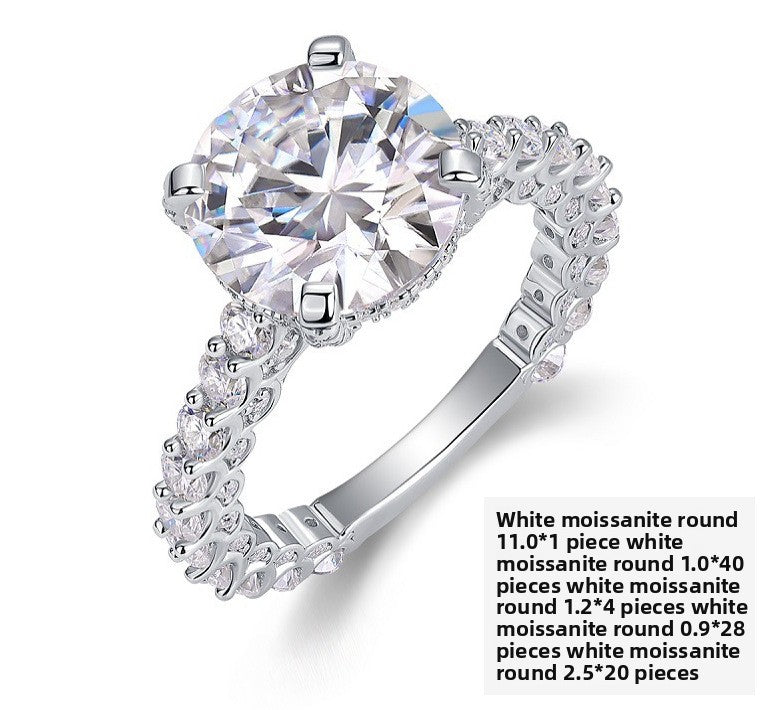 Geometric Stackable Moissanite Silver Ring