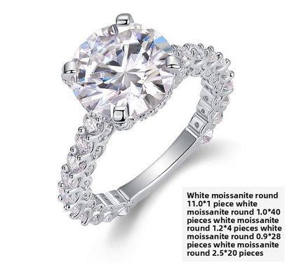 Geometric Stackable Moissanite Silver Ring