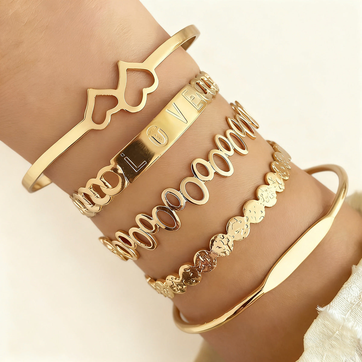 Geometric Stacking Bracelets Set for Women