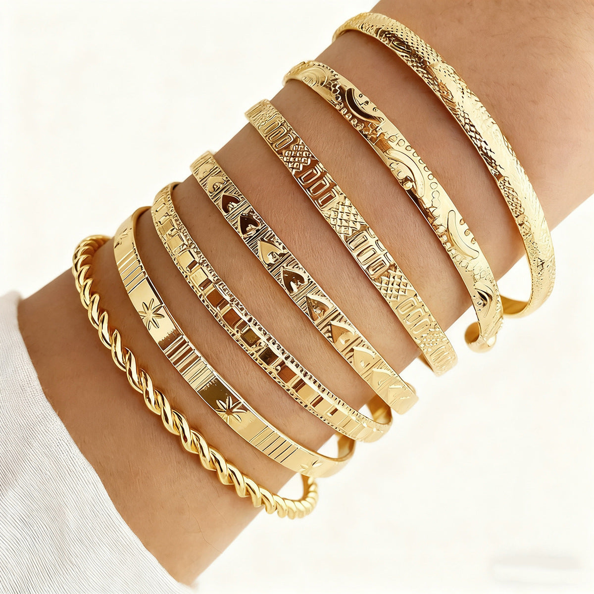 Geometric Stacking Bracelets Set for Women