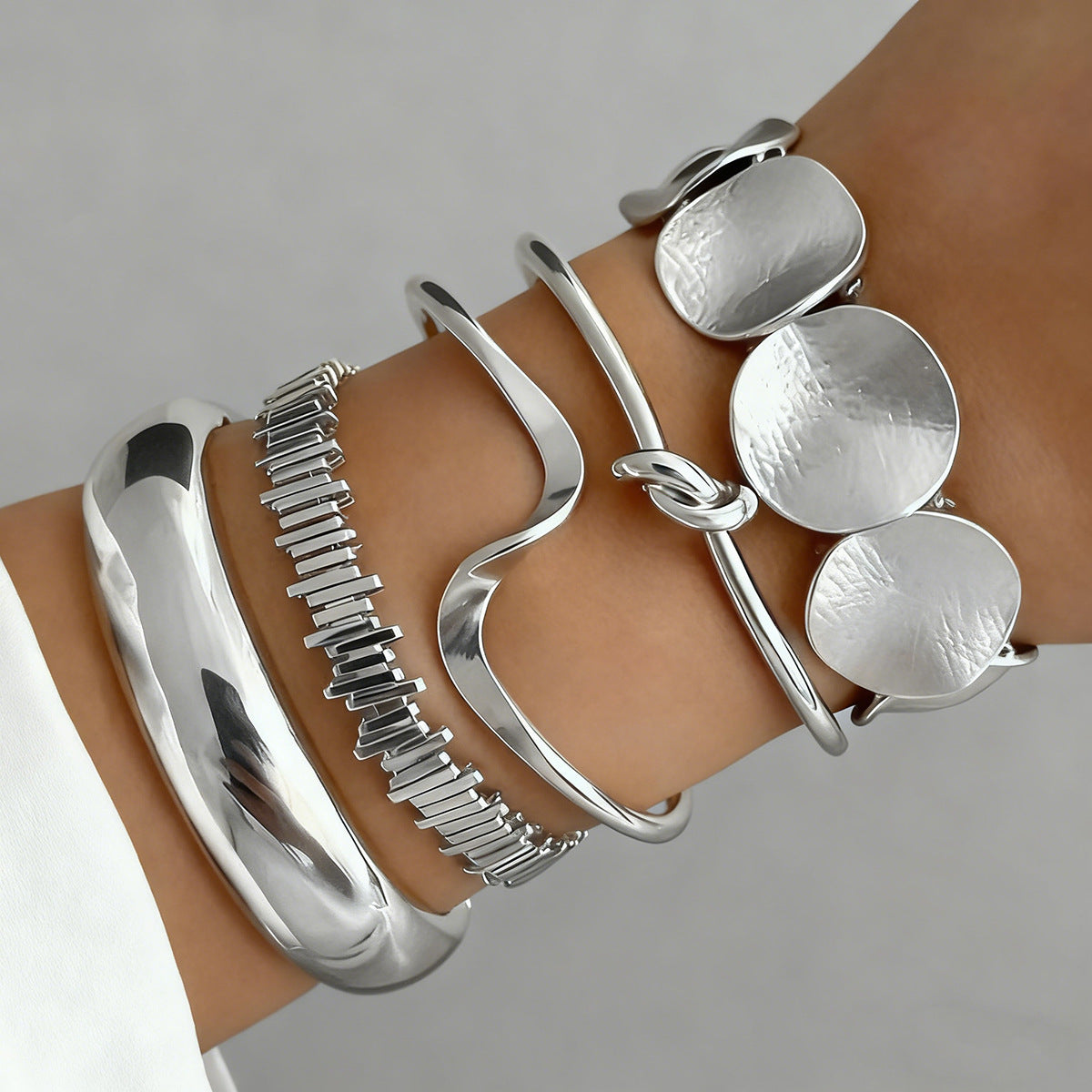 Geometric Stacking Bracelets Set for Women
